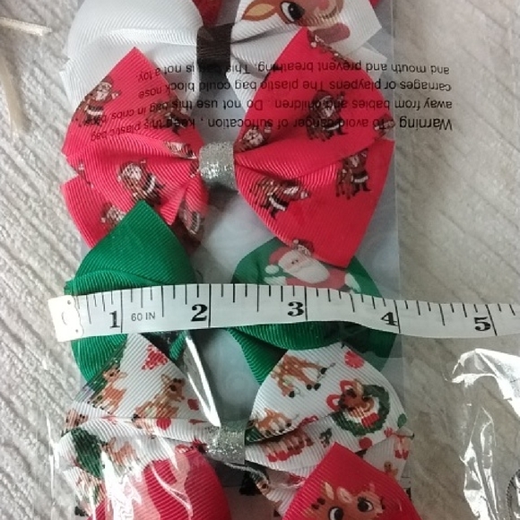 Kids Hair Bow Pinch Clip Set of 7 - Licensed Charater RUDOLPH Christmas - Picture 11 of 12